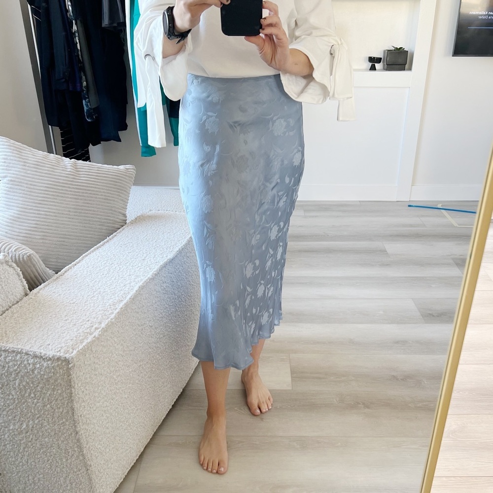 SATIN Baby Blue MIDI Skirt